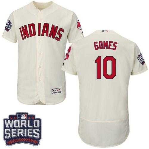 Cleveland Indians #10 Yan Gomes Cream Flexbase Authentic Collection 2016 World Series Bound Stitched Baseball Jersey
