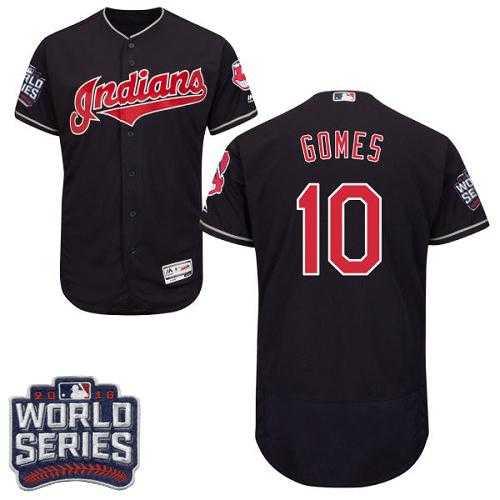 Cleveland Indians #10 Yan Gomes Navy Blue Flexbase Authentic Collection 2016 World Series Bound Stitched Baseball Jersey