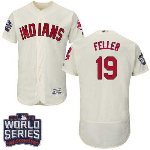 Cleveland Indians #19 Bob Feller Cream Flexbase Authentic Collection 2016 World Series Bound Stitched Baseball Jersey