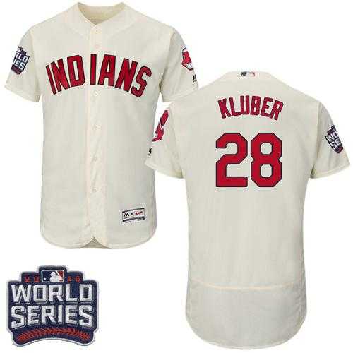 Cleveland Indians #28 Corey Kluber Cream Flexbase Authentic Collection 2016 World Series Bound Stitched Baseball Jersey