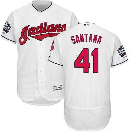 Cleveland Indians #41 Carlos Santana White Flexbase Authentic Collection 2016 World Series Bound Stitched Baseball Jersey