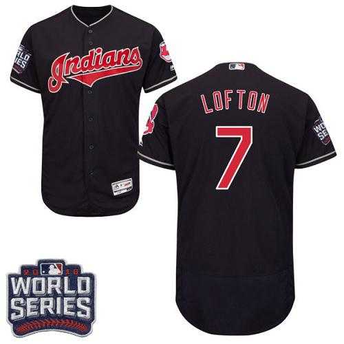Cleveland Indians #7 Kenny Lofton Navy Blue Flexbase Authentic Collection 2016 World Series Bound Stitched Baseball Jersey
