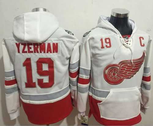 Detroit Red Wings #19 Steve Yzerman White Name & Number Pullover NHL Hoodie