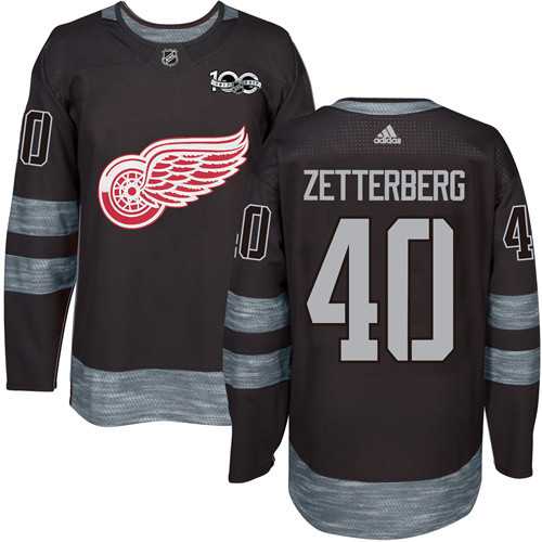 Detroit Red Wings #40 Henrik Zetterberg Black 1917-2017 100th Anniversary Stitched NHL Jersey