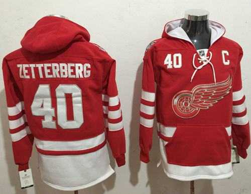 Detroit Red Wings #40 Henrik Zetterberg Red Name & Number Pullover NHL Hoodie