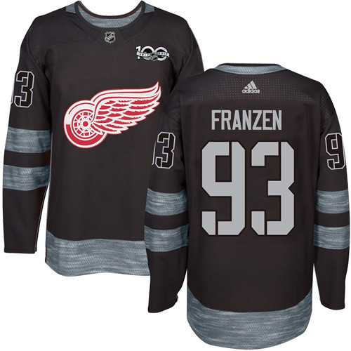 Detroit Red Wings #93 Johan Franzen Black 1917-2017 100th Anniversary Stitched NHL Jersey