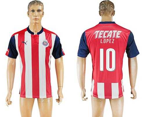 Guadalajara #10 Lopez Home Soccer Club Jersey