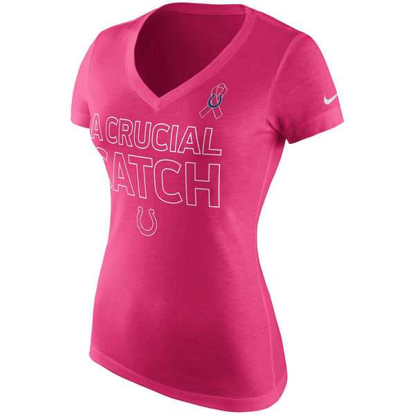 Indianapolis Colts Nike Women's Breast Cancer Awareness V Neck Tri Blend T-Shirt Pink