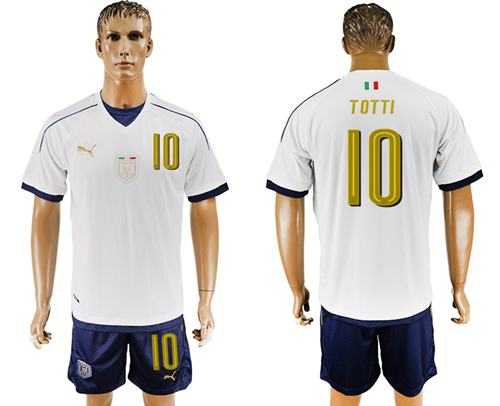 Italy #10 Totti Away Soccer Country Jersey