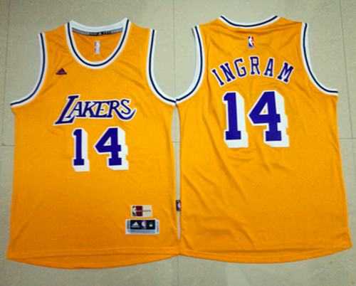 Los Angeles Lakers #14 Brandon Ingram Gold Throwback Stitched NBA Jersey