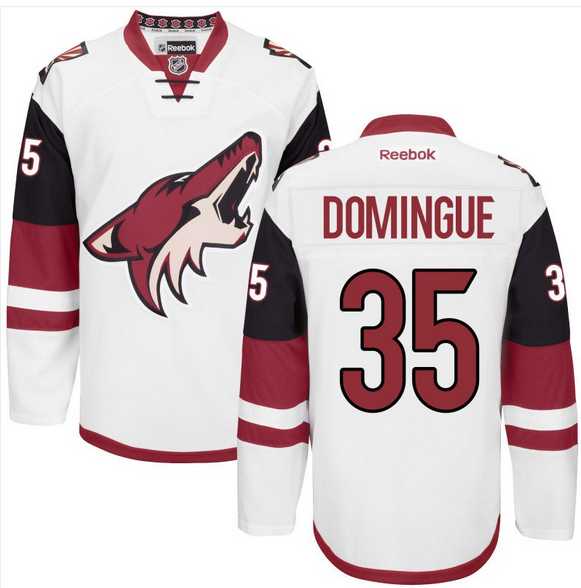 Men's Arizona Coyotes #35 Louis Domingue White Road Stitched NHL Jersey