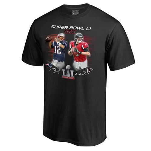 Men's Atlanta Falcons vs. New England Patriots Pro Line by Fanatics Branded Black Player Match-Up Name & Number T-Shirt