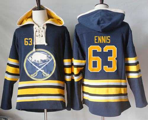 Men's Buffalo Sabres #63 Tyler Ennis Navy Blue Sawyer Hooded Sweatshirt Stitched NHL Jersey