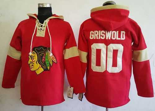 Men's Chicago Blackhawks #00 Clark Griswold Red Pullover Hoodie Stitched NHL Jersey