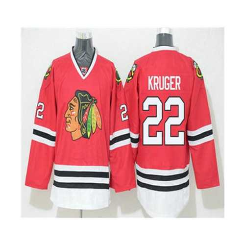 Men's Chicago Blackhawks #22 Marcus Kruger Home Red Reebok NHL Hockey Jersey