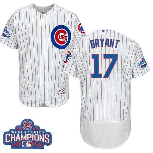 Men's Chicago Cubs #17 Kris Bryant White Flexbase Authentic Collection 2016 World Series Champions Stitched Baseball Jersey