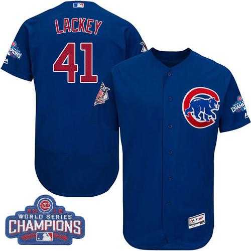 Men's Chicago Cubs #41 John Lackey Blue Flexbase Authentic Collection 2016 World Series Champions Stitched Baseball Jersey