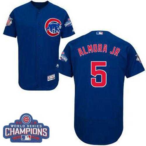 Men's Chicago Cubs #5 Albert Almora Jr. Blue Flexbase Authentic Collection 2016 World Series Champions Stitched Baseball Jersey