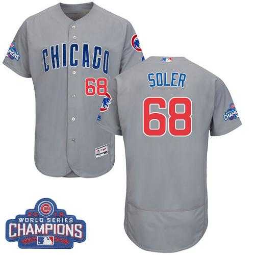 Men's Chicago Cubs #68 Jorge Soler Grey Flexbase Authentic Collection Road 2016 World Series Champions Stitched Baseball Jersey