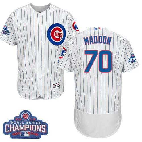 Men's Chicago Cubs #70 Joe Maddon White Flexbase Authentic Collection 2016 World Series Champions Stitched Baseball Jersey