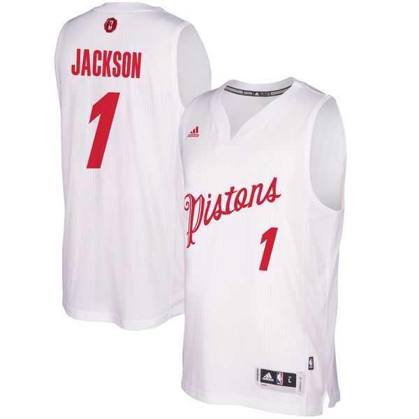 Men's Detroit Pistons #1 Reggie Jackson White 2016 Christmas Day NBA Swingman Jersey