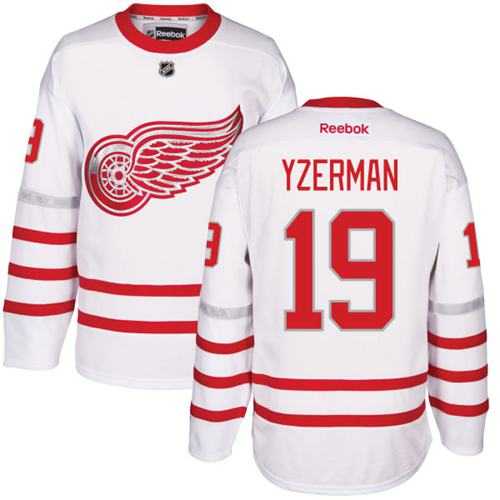 Men's Detroit Red Wings #19 Steve Yzerman White Centennial Classic Stitched NHL Jersey