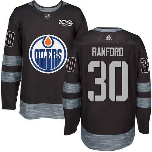 Men's Edmonton Oilers #30 Bill Ranford Black 1917-2017 100th Anniversary Stitched NHL Jersey
