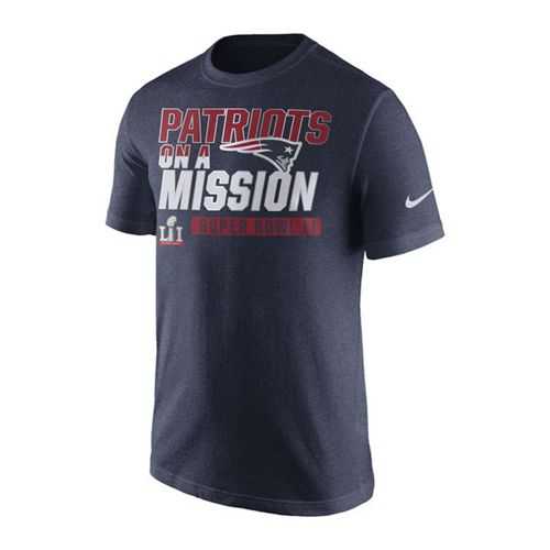 Men's New England Patriots Nike Navy Super Bowl LI Bound On a Mission T-Shirt