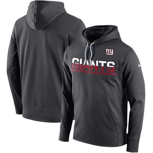 Men's New York Giants Nike Anthracite Sideline Circuit Pullover Performance Hoodie