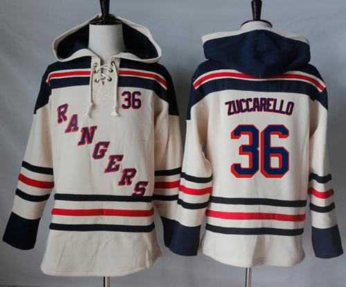 Men's New York Rangers #36 Mats Zuccarello Cream Sawyer Hooded Sweatshirt Stitched NHL Jersey