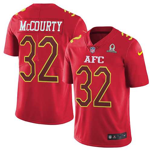 Men's Nike New England Patriots #32 Devin McCourty Red Stitched NFL Limited AFC 2017 Pro Bowl Jersey
