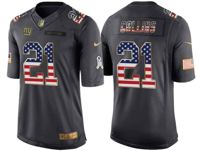Men's Nike New York Giants #21 Landon Collins Anthracite Stitched NFL Limited Salute to Service USA Flag Fashion Jersey