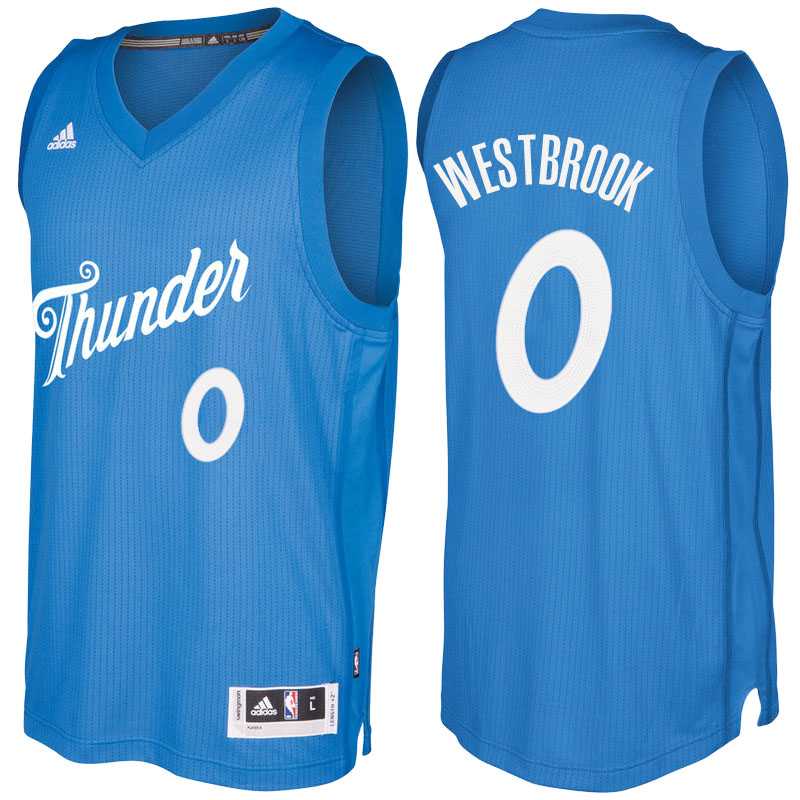 Men's Oklahoma City Thunder #0 Russell Westbrook Blue 2016 Christmas Day NBA Swingman Jersey