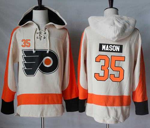 Men's Philadelphia Flyers #35 Steve Mason Cream Sawyer Hooded Sweatshirt Stitched NHL Jersey