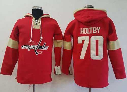 Men's Washington Capitals #70 Braden Holtby Red Pullover Hoodie Stitched NHL Jersey