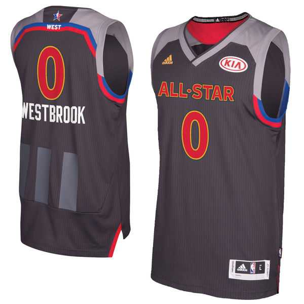 Men's Western Conference #0 Russell Westbrook adidas Charcoal 2017 NBA All-Star Game Swingman Jersey