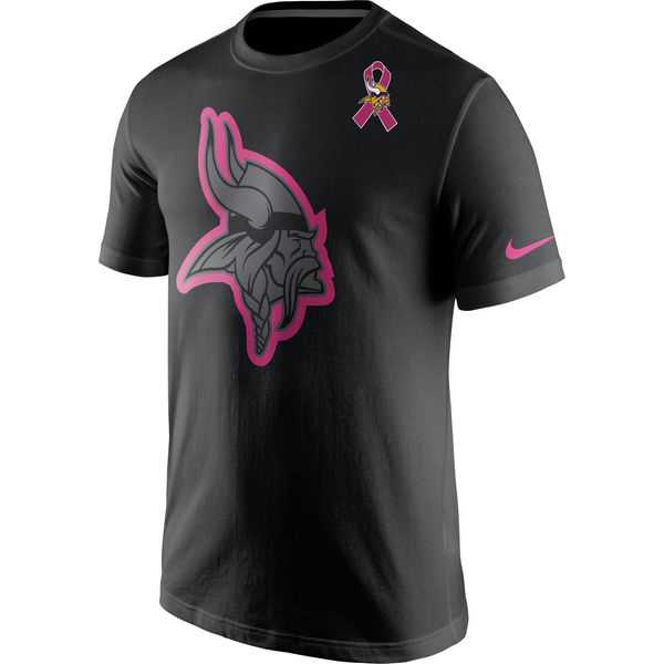 Minnesota Vikings Nike Breast Cancer Awareness Team Travel Performance T-Shirt Black