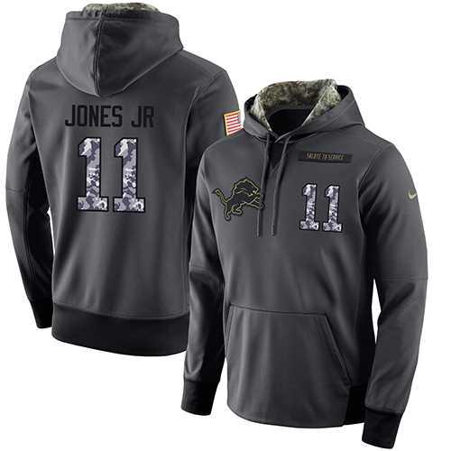 NFL Men's Nike Detroit Lions #11 Marvin Jones Jr Stitched Black Anthracite Salute to Service Player Performance Hoodie