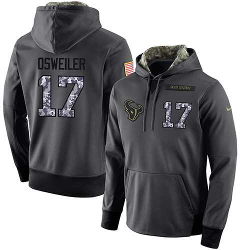 NFL Men's Nike Houston Texans #17 Brock Osweiler Stitched Black Anthracite Salute to Service Player Performance Hoodie
