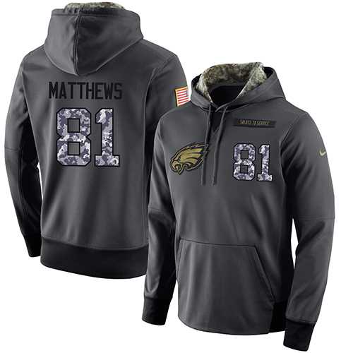 NFL Men's Nike Philadelphia Eagles #81 Jordan Matthews Stitched Black Anthracite Salute to Service Player Performance Hoodie