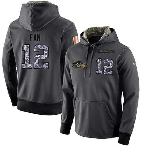 NFL Men's Nike Seattle Seahawks #12 Fan Stitched Black Anthracite Salute to Service Player Performance Hoodie