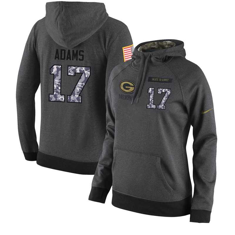 NFL Women's Nike Green Bay Packers #17 Davante Adams Stitched Black Anthracite Salute to Service Player Performance Hoodie