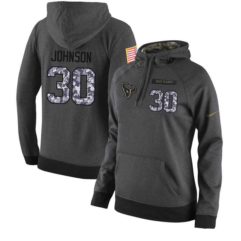 NFL Women's Nike Houston Texans #30 Kevin Johnson Stitched Black Anthracite Salute to Service Player Performance Hoodie