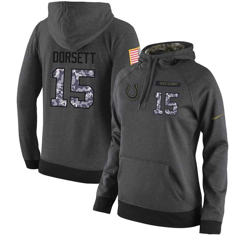 NFL Women's Nike Indianapolis Colts #15 Phillip Dorsett Stitched Black Anthracite Salute to Service Player Performance Hoodie