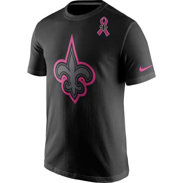 New Orleans Saints Nike Breast Cancer Awareness Team Travel Performance T-Shirt Black