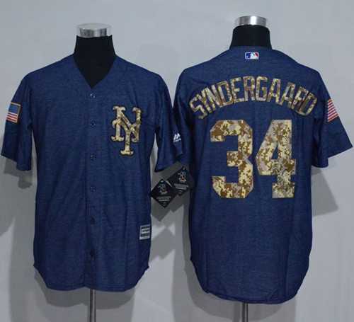 New York Mets #34 Noah Syndergaard Denim Blue Salute to Service Stitched Baseball Jersey