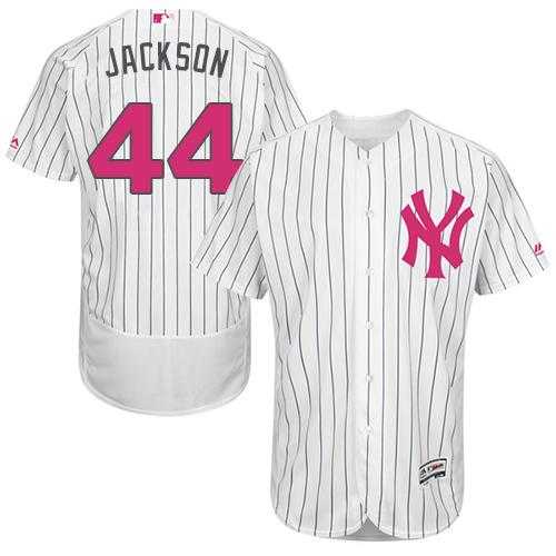 New York Yankees #44 Reggie Jackson White Strip Flexbase Authentic Collection 2016 Mother's Day Stitched Baseball Jersey