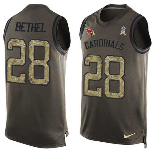 Nike Arizona Cardinals #28 Justin Bethel Green Men's Stitched NFL Limited Salute To Service Tank Top Jersey