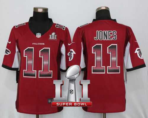 Nike Atlanta Falcons #11 Julio Jones Red Team Color Super Bowl LI 51 Men's Stitched NFL Limited Strobe Jersey