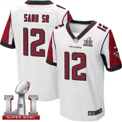 Nike Atlanta Falcons #12 Mohamed Sanu Sr White Super Bowl LI 51 Men's Stitched NFL Elite Jersey